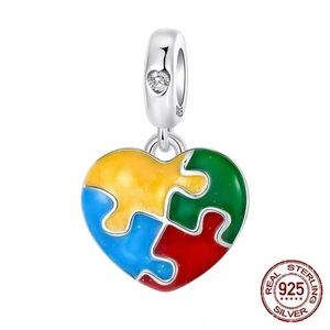 S925 Autism Heart Charm